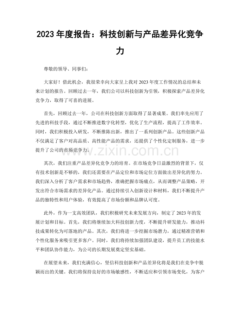 2023年度报告：科技创新与产品差异化竞争力.docx_第1页