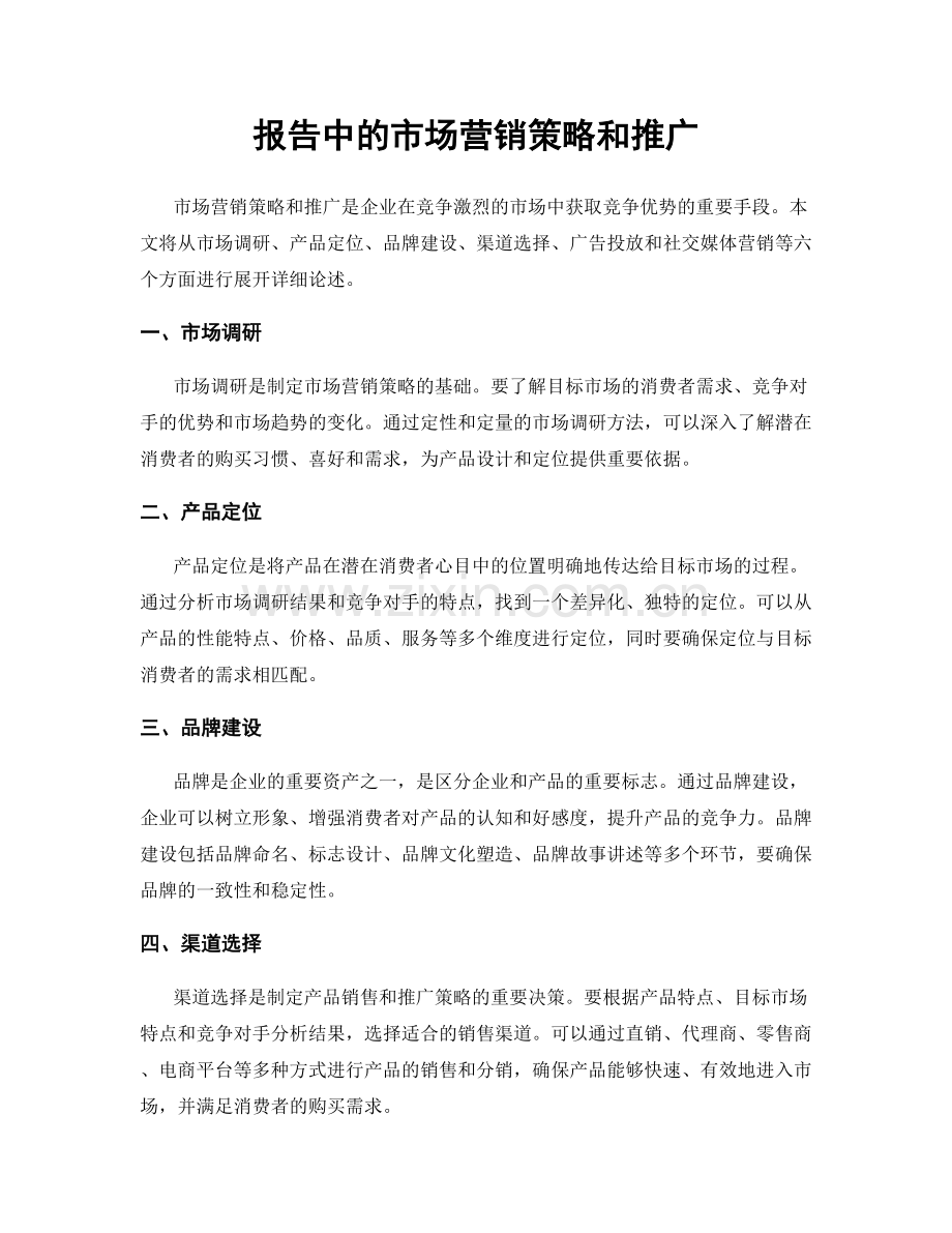 报告中的市场营销策略和推广.docx_第1页