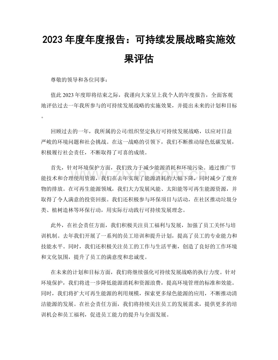 2023年度年度报告：可持续发展战略实施效果评估.docx_第1页