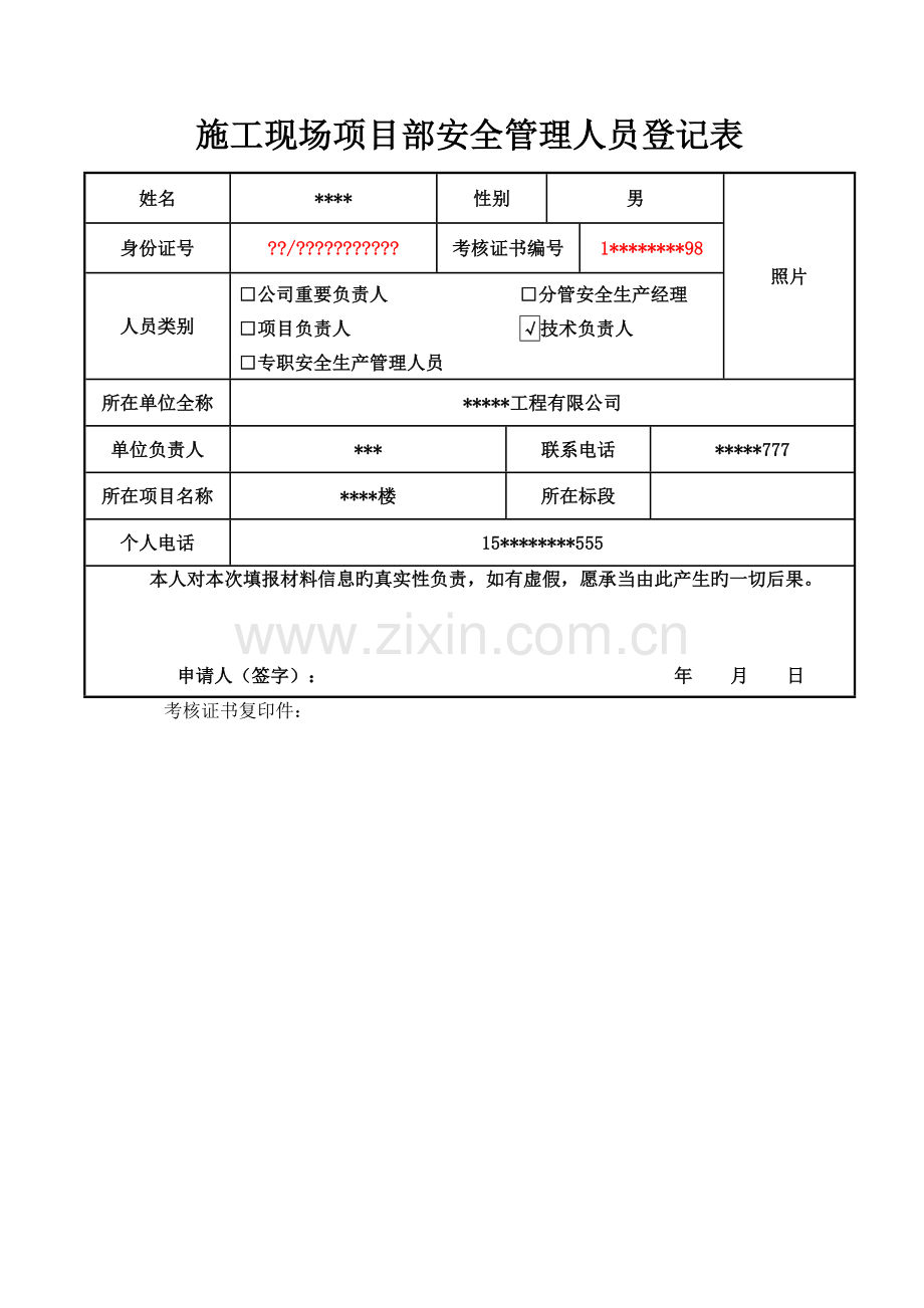 施工现场项目部安全管理人员登记表.doc_第3页