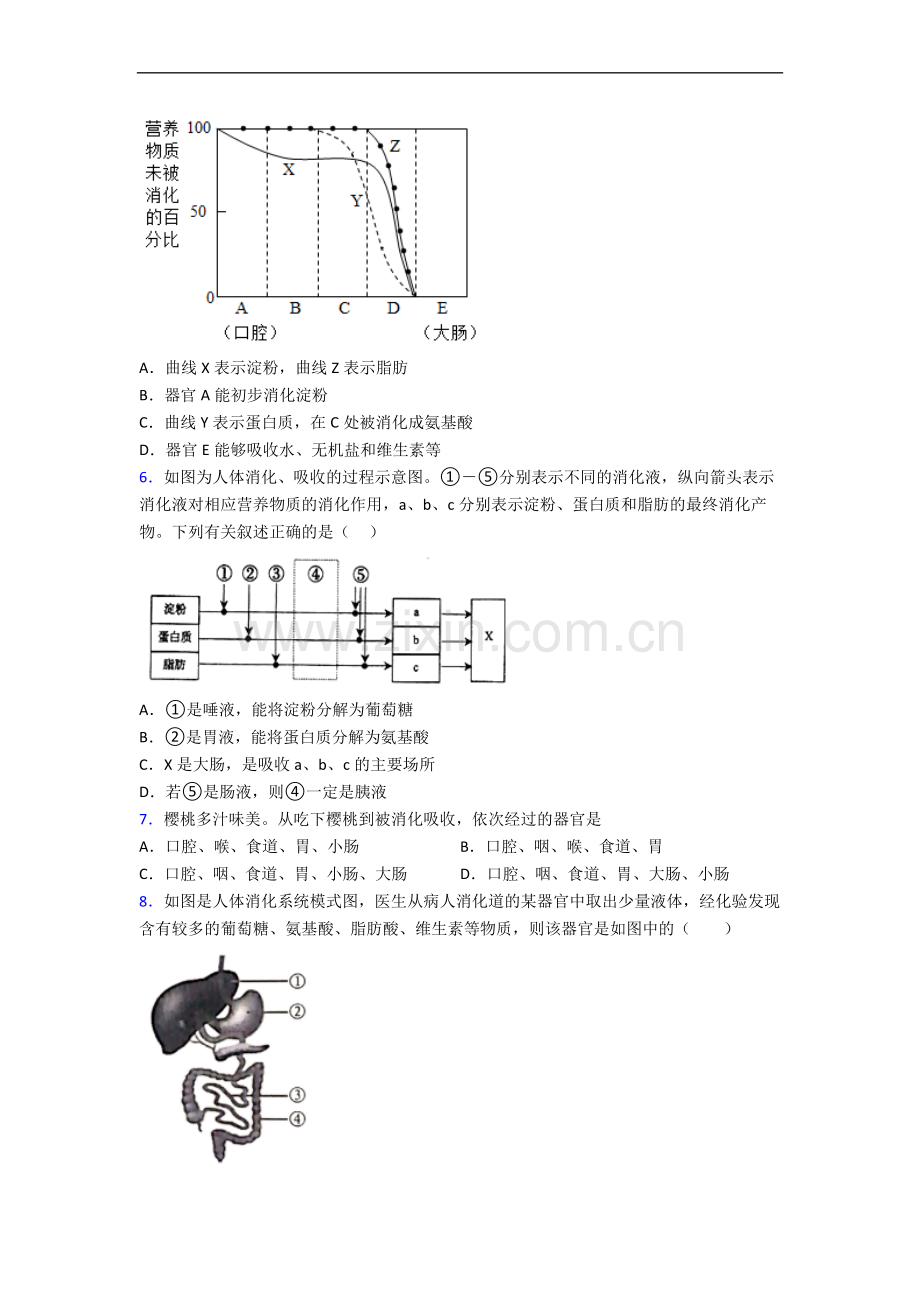 长沙市长郡双语实验学校人教版七年级下册期中生物期中试卷及答案.doc_第2页