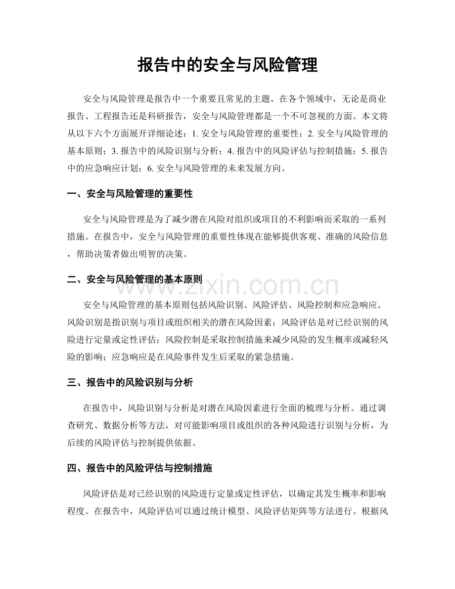 报告中的安全与风险管理.docx_第1页