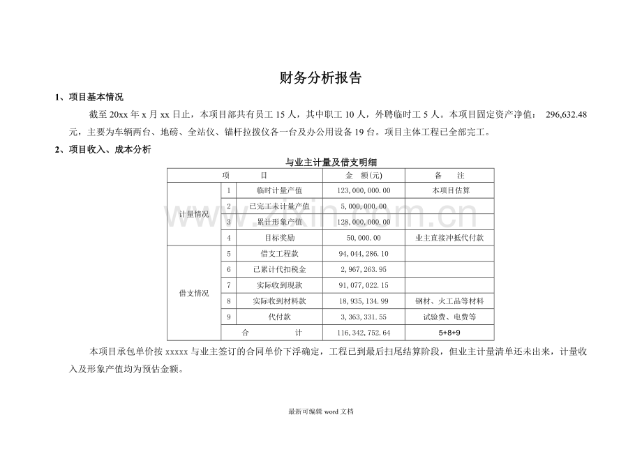 项目财务分析报告.doc_第1页