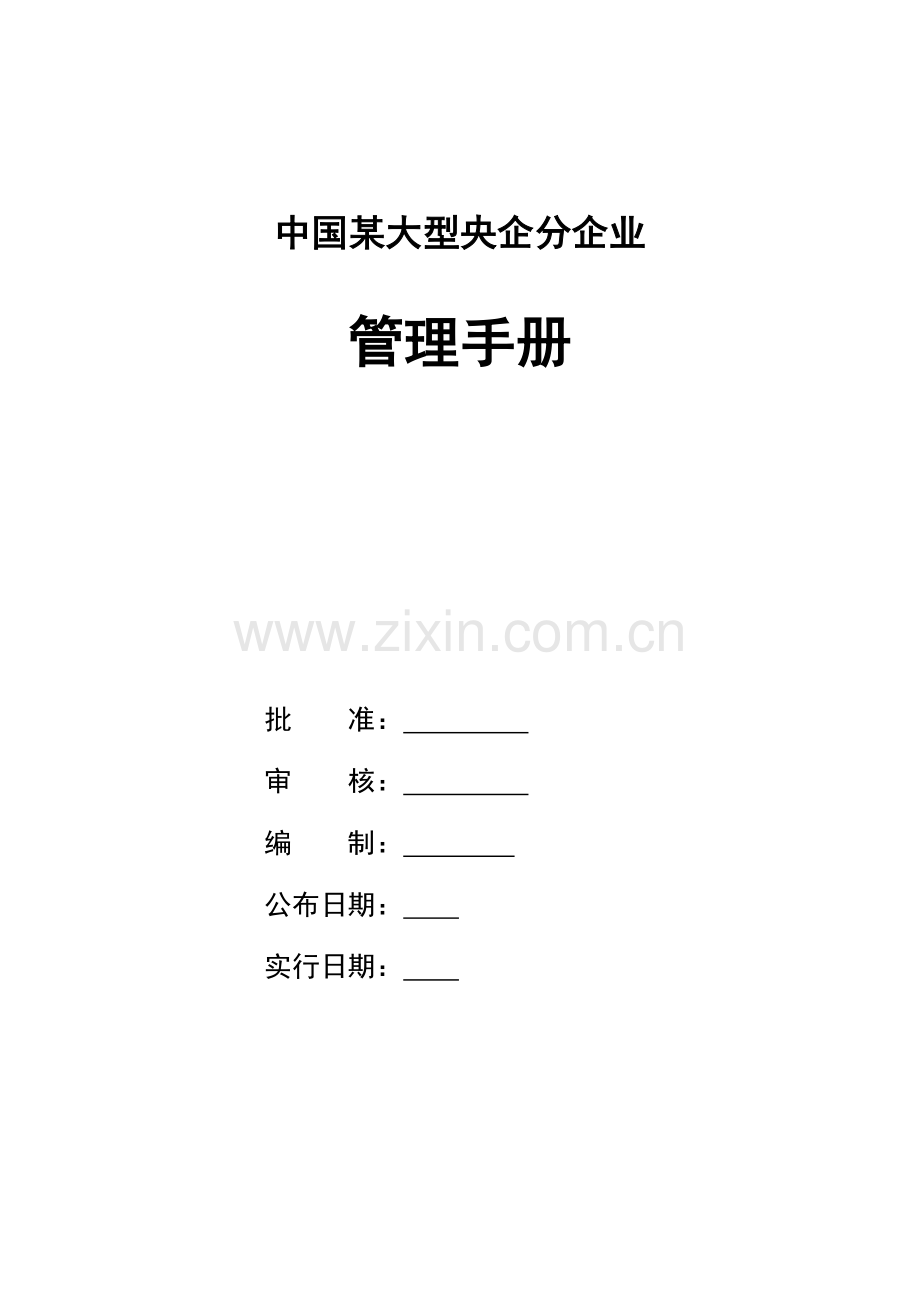 某大型央企公司一体化管理手册手册编制与管理组织机构及其职责权限战略制定及部署.docx_第1页