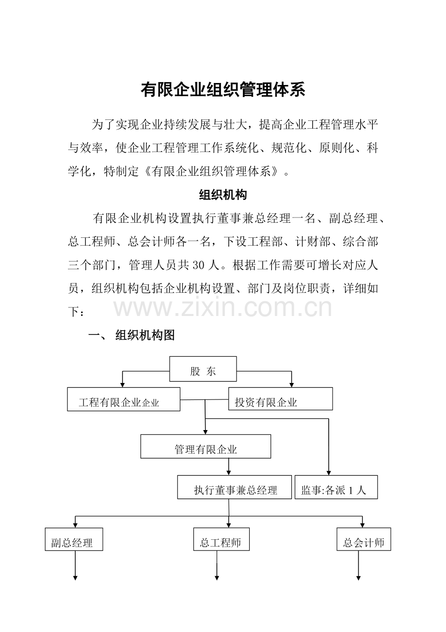 有限公司组织机构及岗位职责.docx_第1页