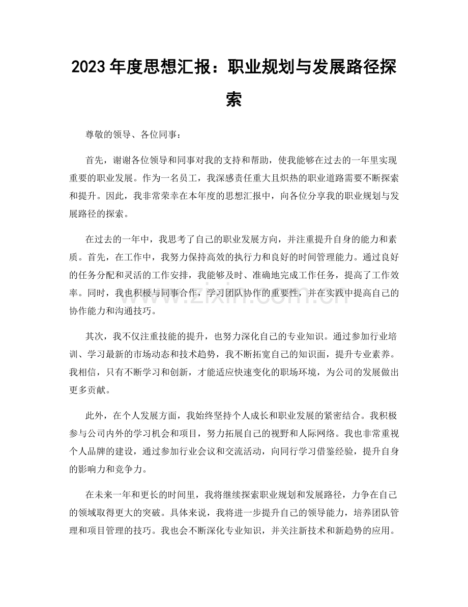 2023年度思想汇报：职业规划与发展路径探索.docx_第1页