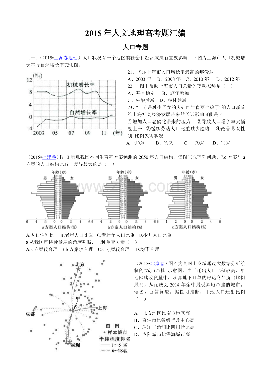 人文地理高考题汇编.doc_第1页