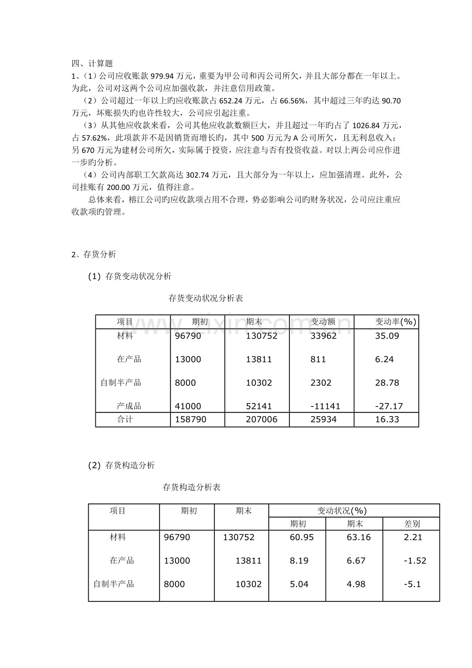 江西财经大学上市公司财务分析习题计算题综合分析题参考答案.doc_第2页