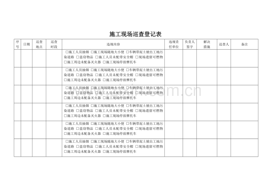 施工现场巡查记录表.doc_第1页