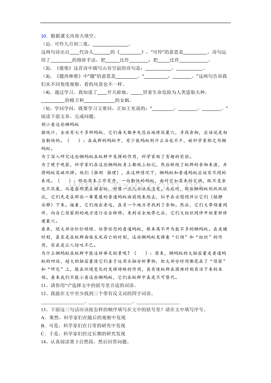 【语文】福建省厦门市演武小学四年级上册期中复习试卷(含答案).doc_第2页