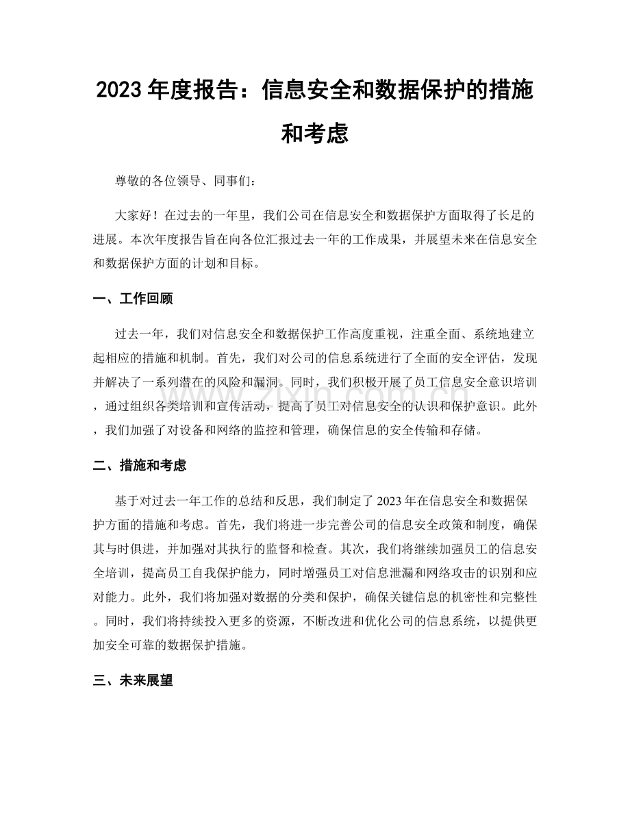 2023年度报告：信息安全和数据保护的措施和考虑.docx_第1页