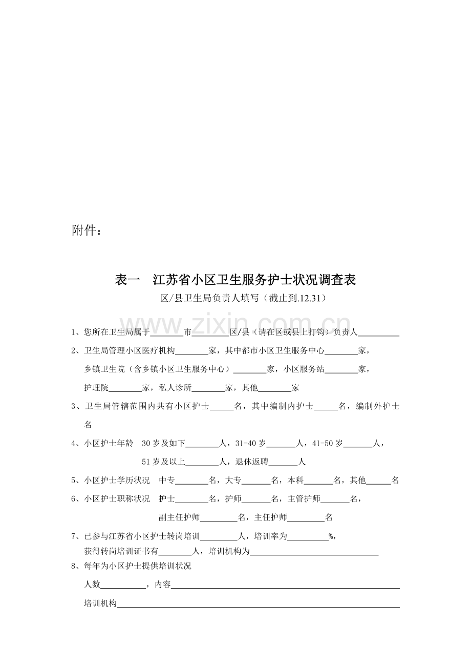 江苏省社区服务护士情况调查表.doc_第1页