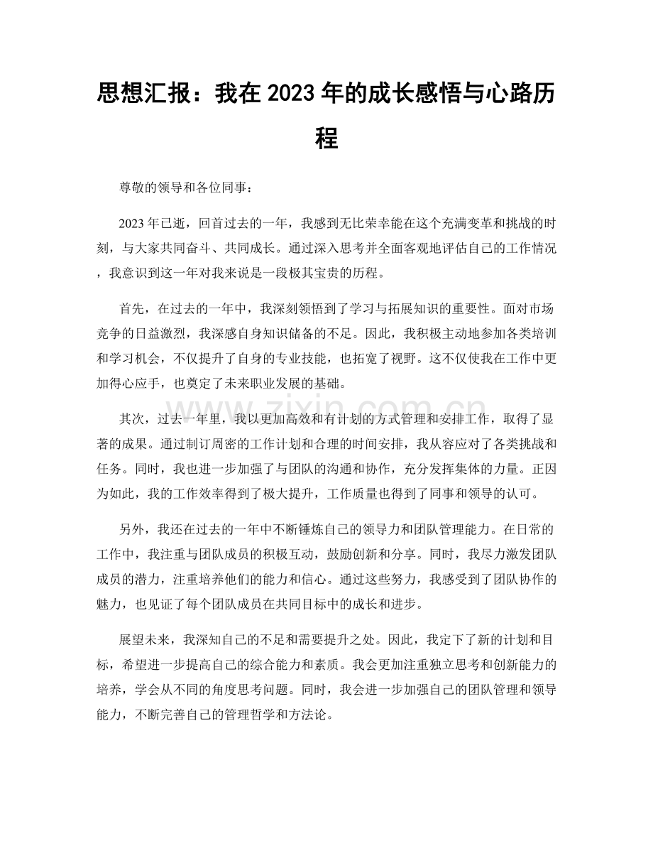 思想汇报：我在2023年的成长感悟与心路历程.docx_第1页