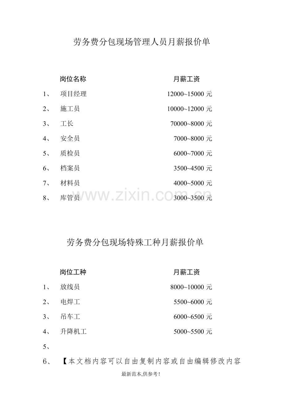 高层施工劳务费分包报价单.doc_第2页