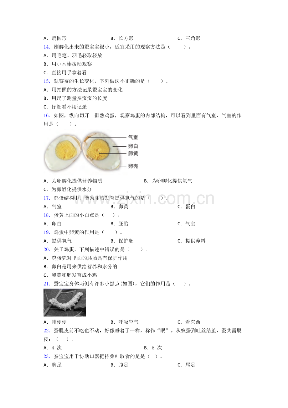 教科版三年级科学下册期末试卷专题练习(解析版).doc_第2页