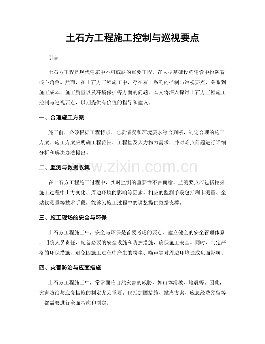 土石方工程施工控制与巡视要点.docx_第1页