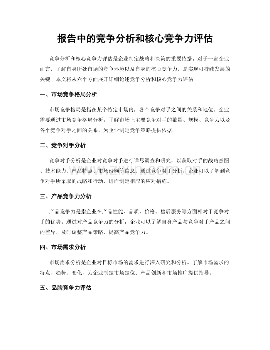 报告中的竞争分析和核心竞争力评估.docx_第1页