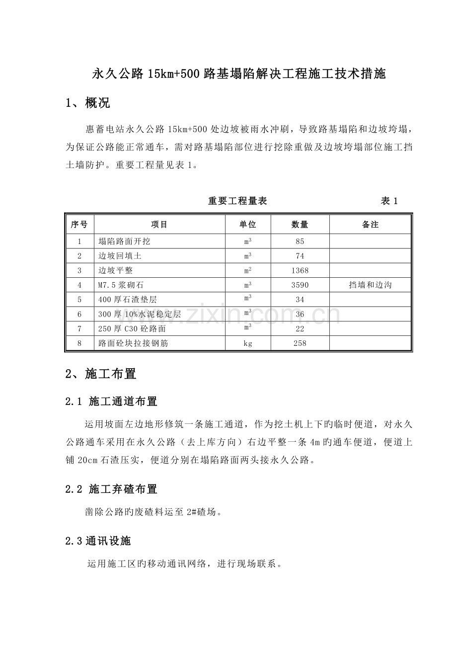 永久公路K15+500路基塌陷处理工程施工技术措施.doc_第1页