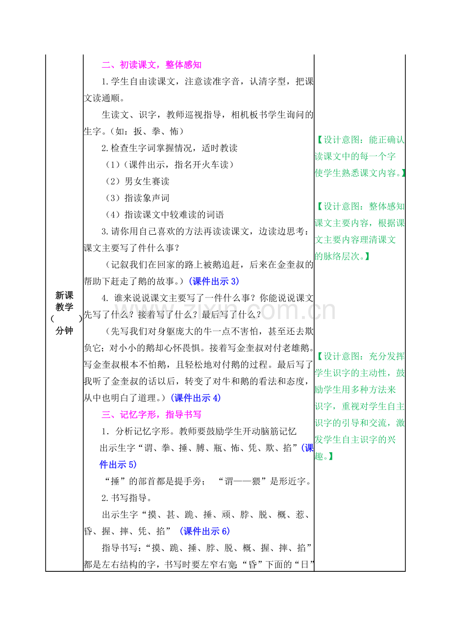 部编小学语文四年级上册：18-牛和鹅--教案(表格式)教学设计.docx_第2页