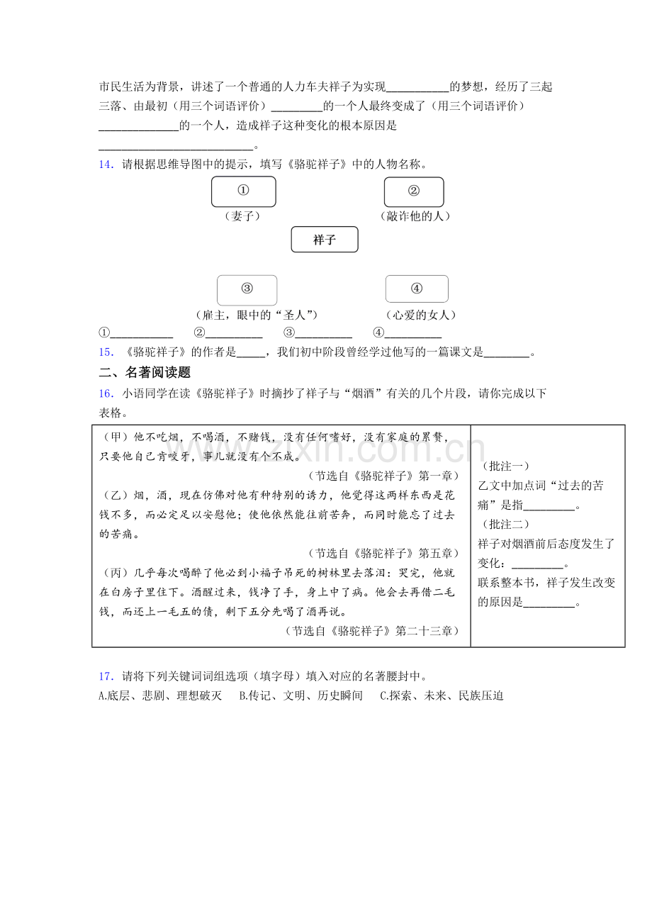 语文骆驼祥子名著阅读测试附解析.doc_第3页