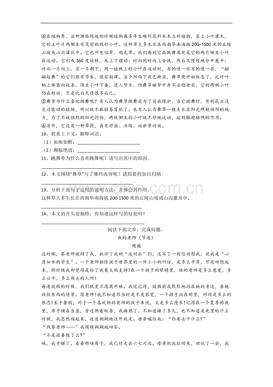 部编版小学语文六年级上册期中试卷(含答案).docx_第3页