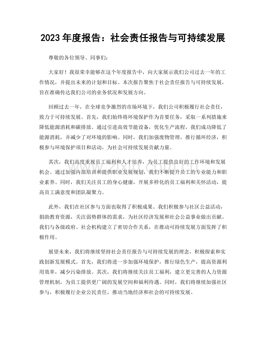 2023年度报告：社会责任报告与可持续发展.docx_第1页