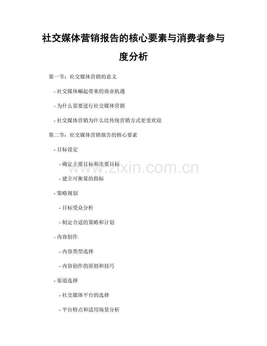 社交媒体营销报告的核心要素与消费者参与度分析.docx_第1页