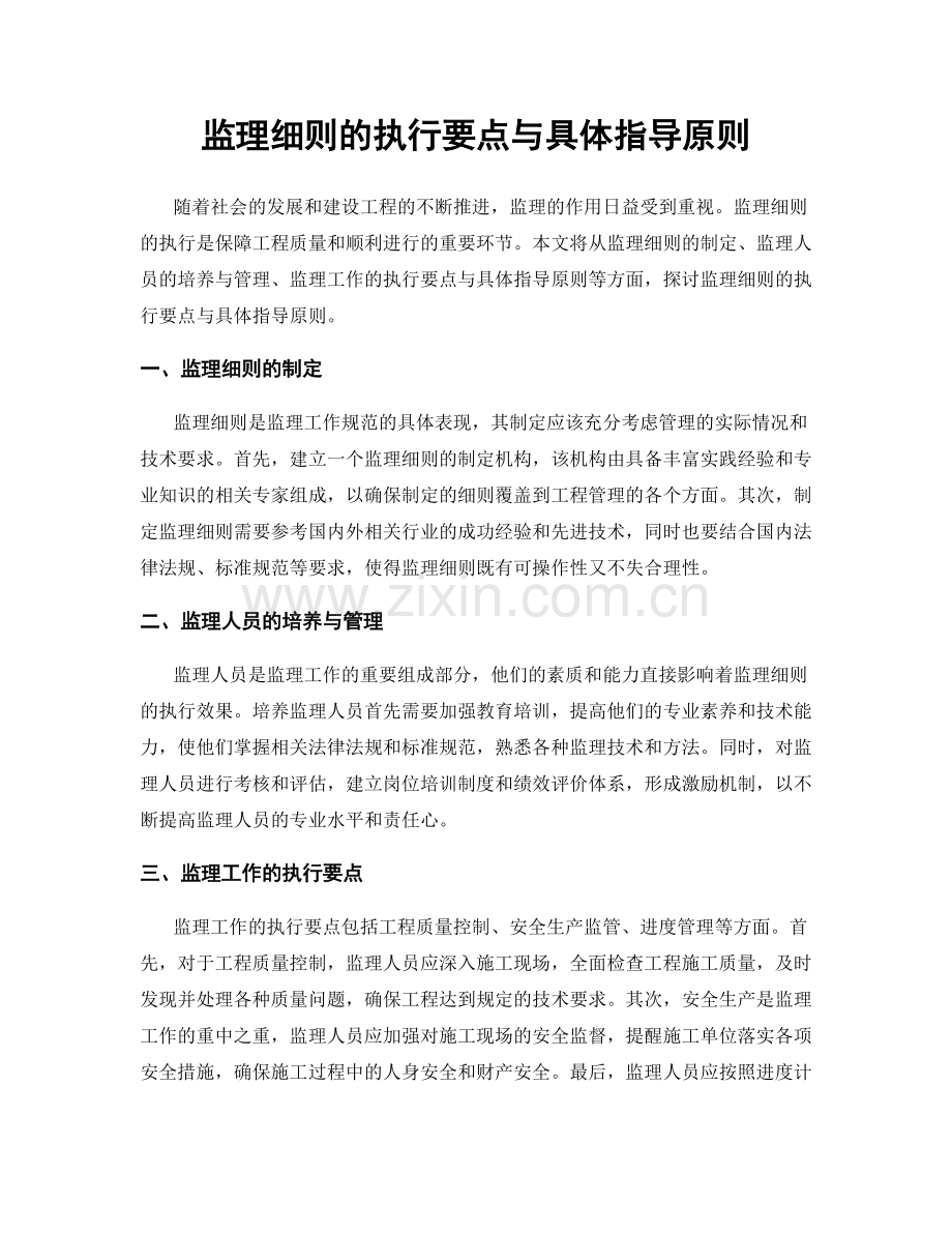 监理细则的执行要点与具体指导原则.docx_第1页