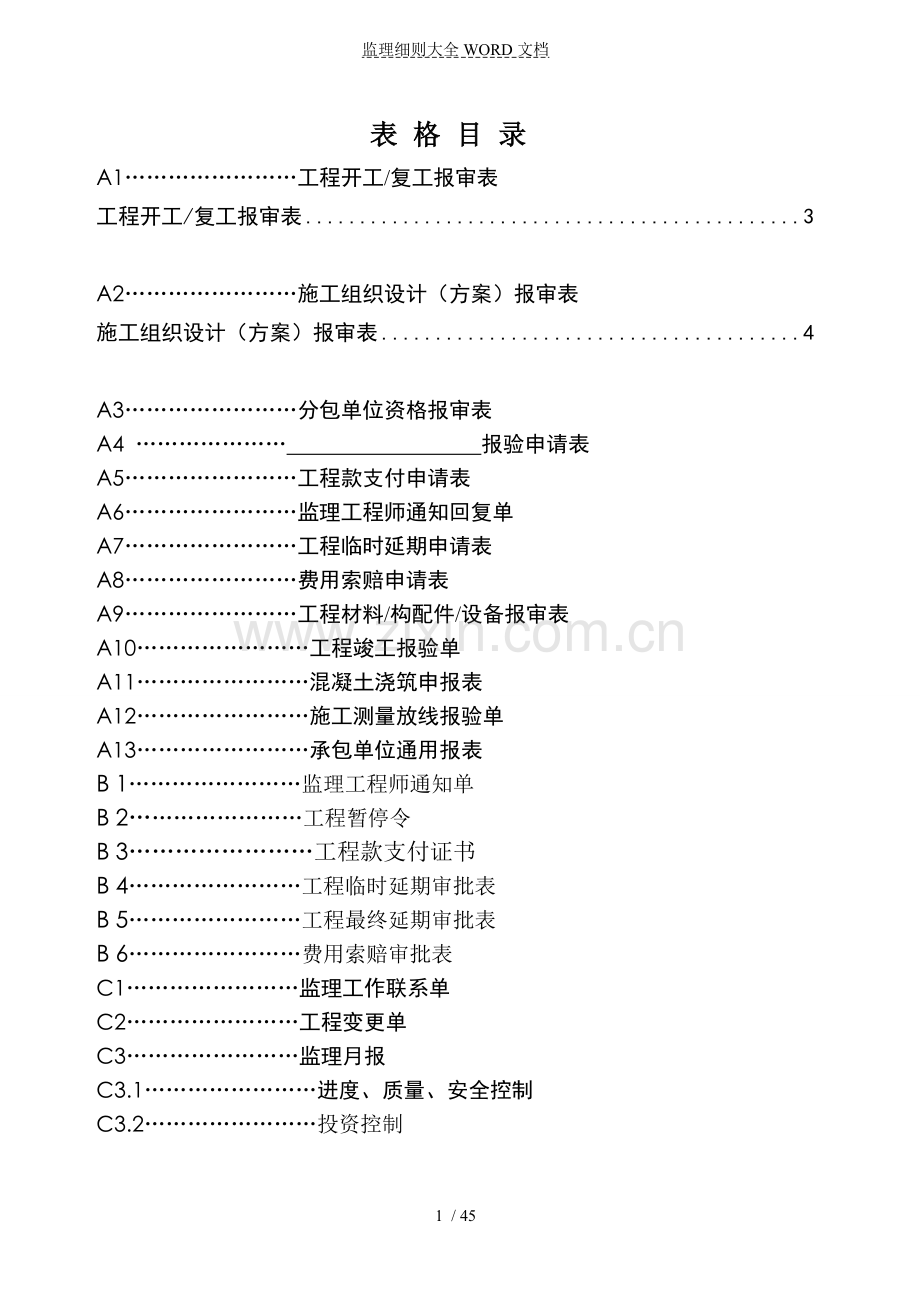 武汉建设监理规范用表(报监理).doc_第1页