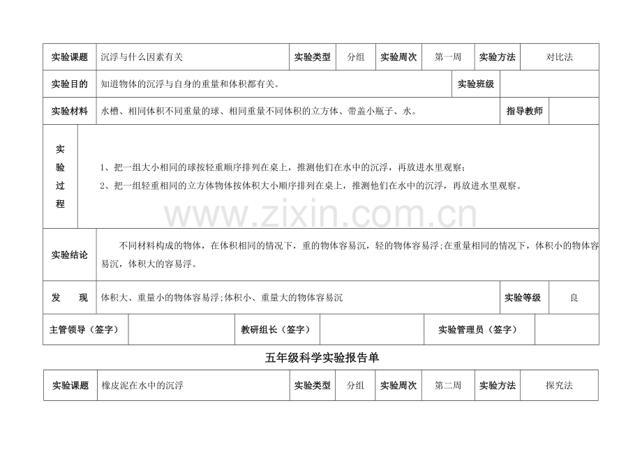 教科版五年级下册科学实验报告单.doc_第2页