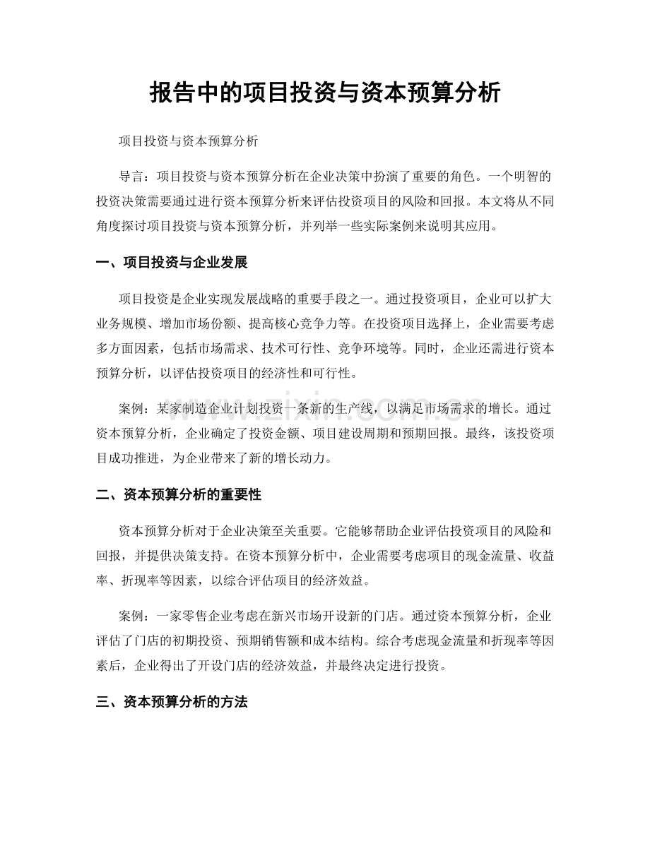 报告中的项目投资与资本预算分析.docx_第1页