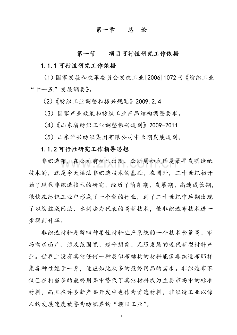 产3000吨水刺无纺布生产线项目新建策划书.doc_第1页