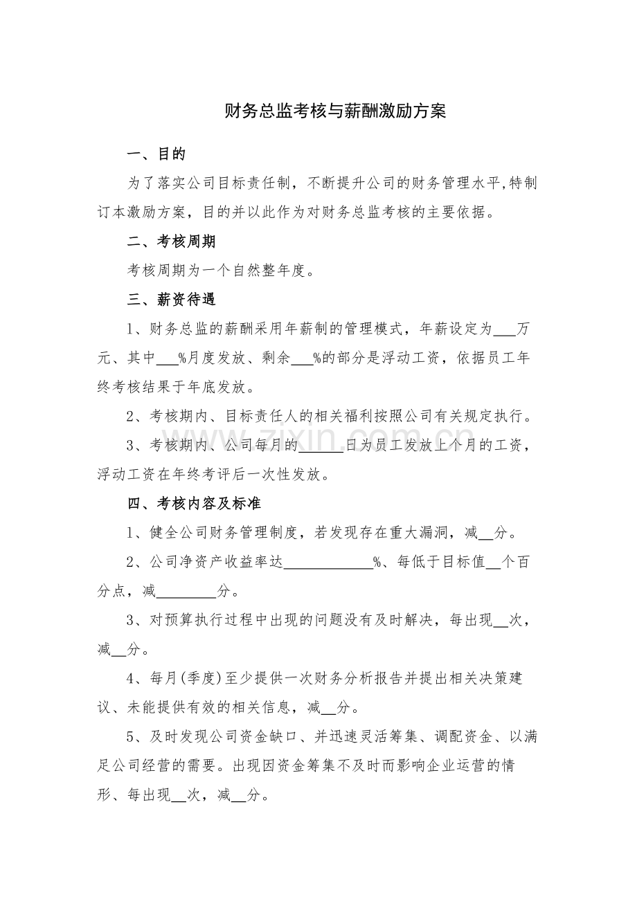 财务总监考核与薪酬激励方案.docx_第1页