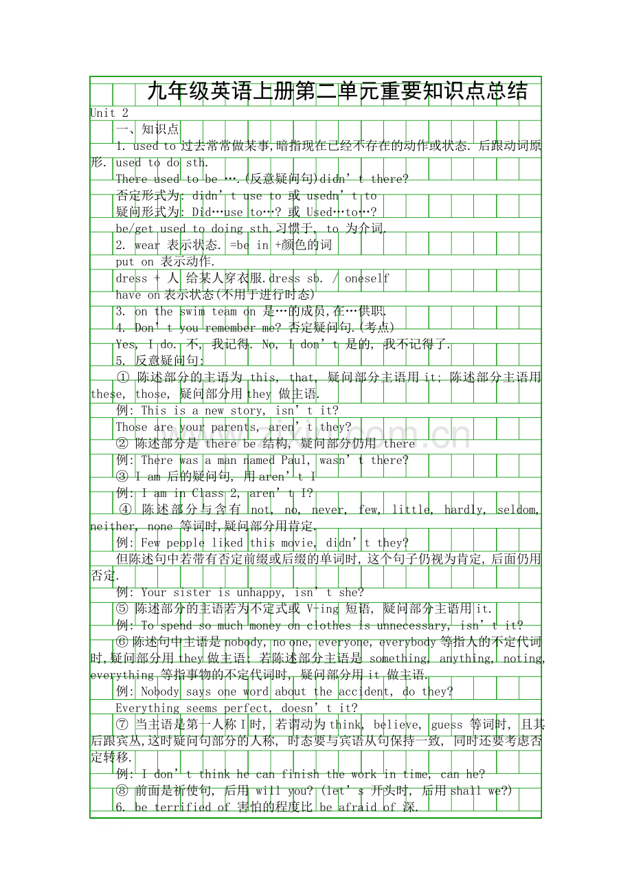 九年级英语上册第二单元重要知识点总结.docx_第1页