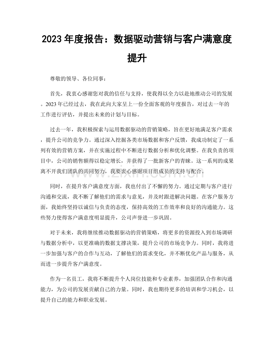 2023年度报告：数据驱动营销与客户满意度提升.docx_第1页