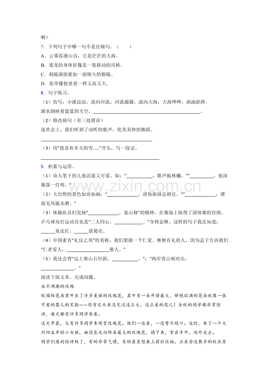 三年级上册期末语文复习试卷测试题(答案)(部编版).doc_第2页