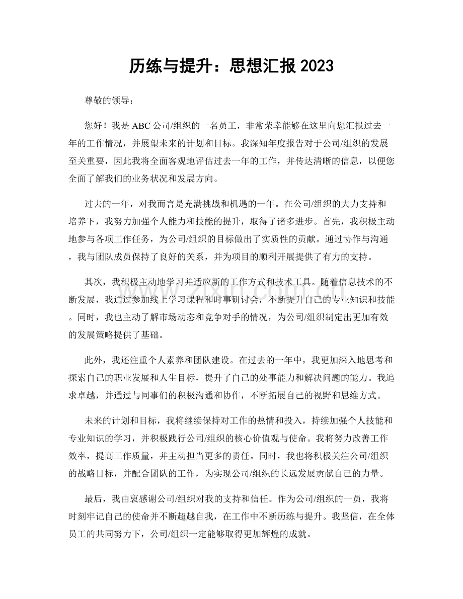 历练与提升：思想汇报2023.docx_第1页