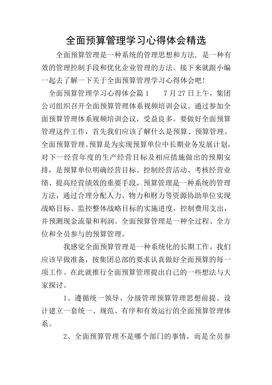 全面预算管理学习心得体会.doc_第1页