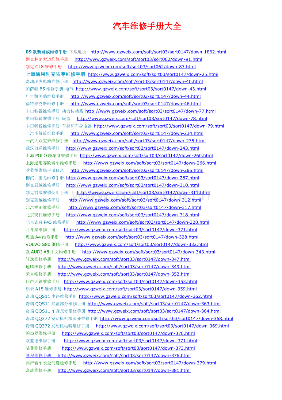 汽车维修手册大全.doc_第1页