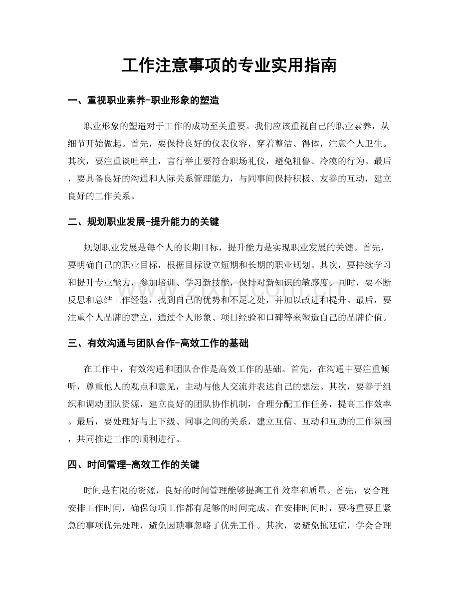 工作注意事项的专业实用指南.docx_第1页