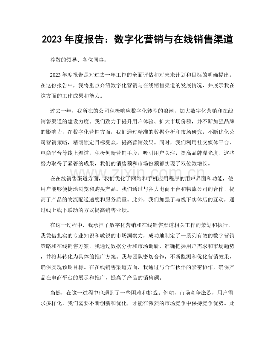 2023年度报告：数字化营销与在线销售渠道.docx_第1页