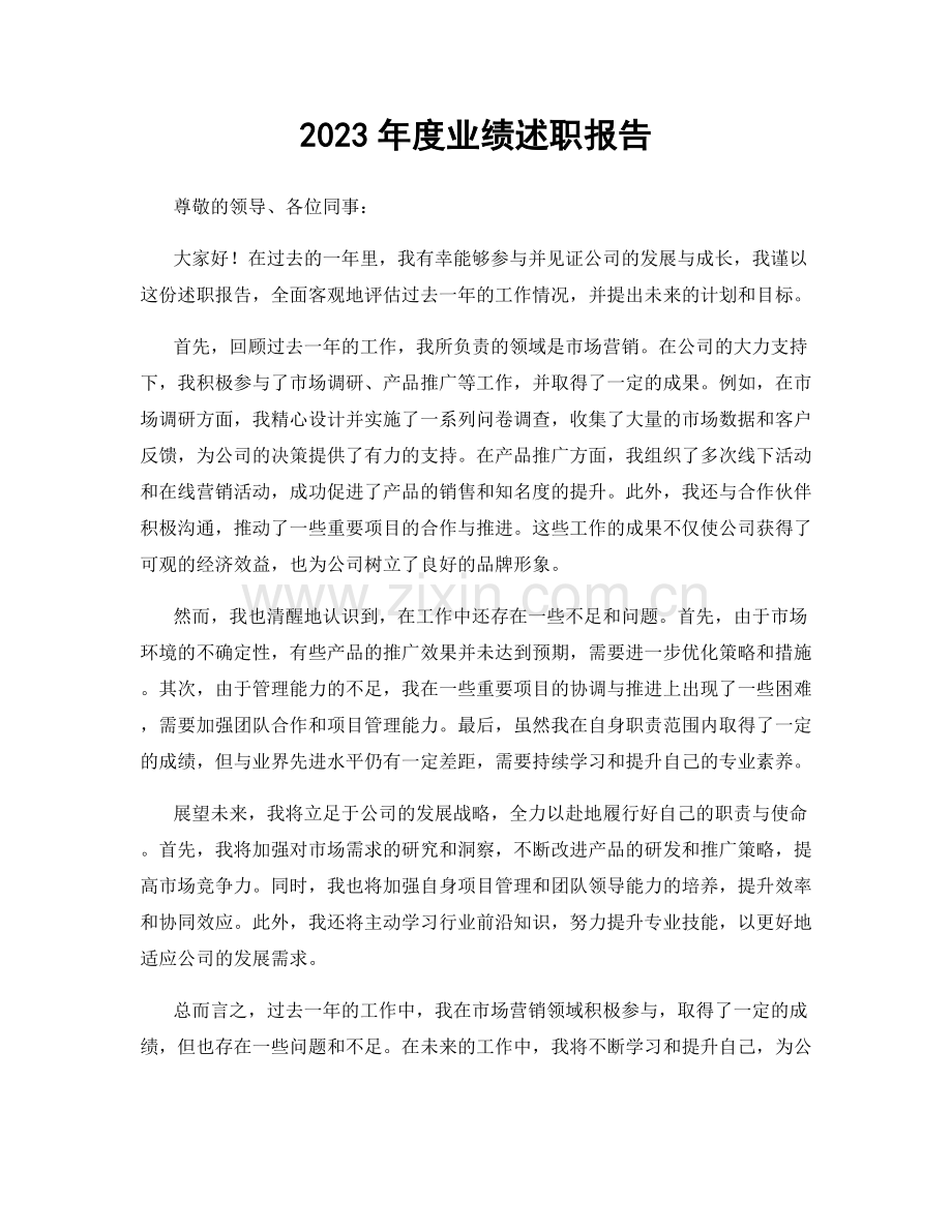 2023年度业绩述职报告.docx_第1页