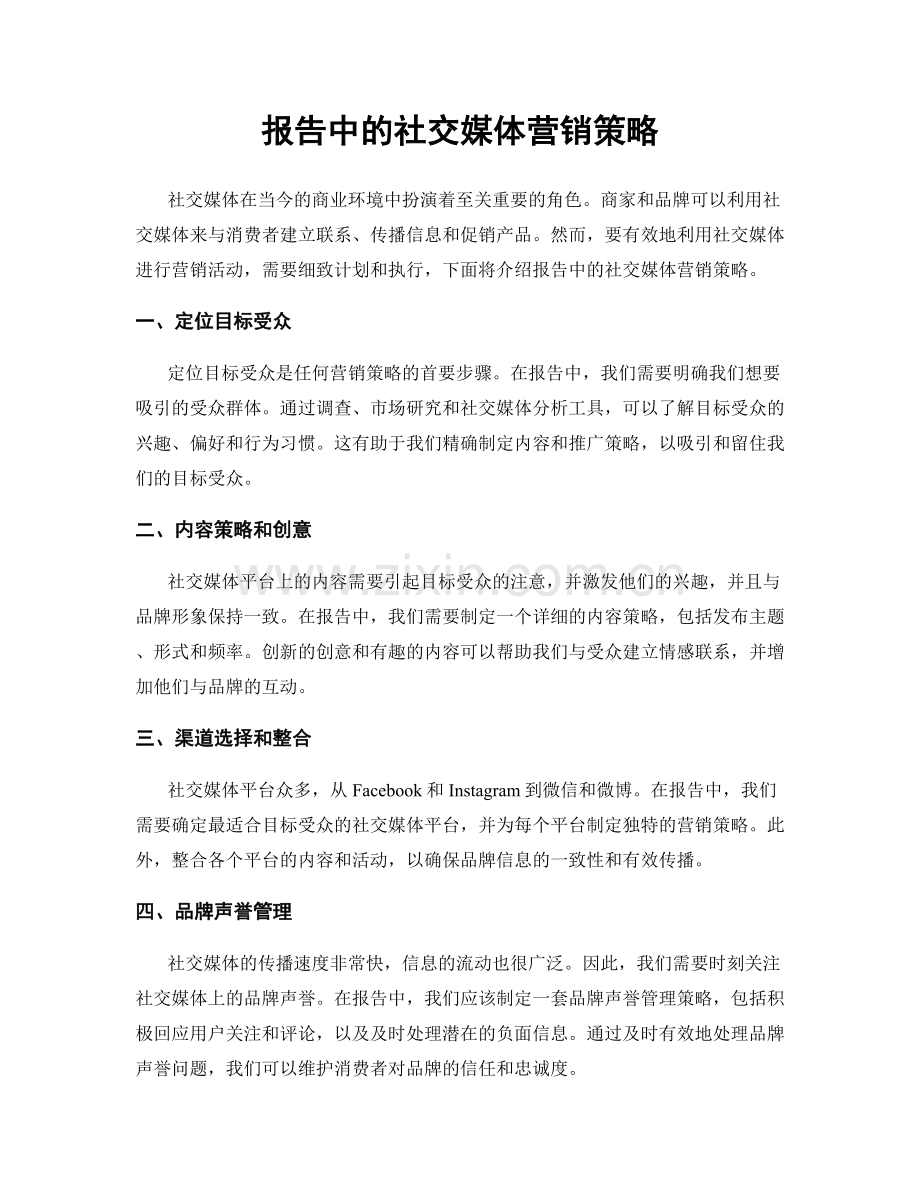 报告中的社交媒体营销策略.docx_第1页