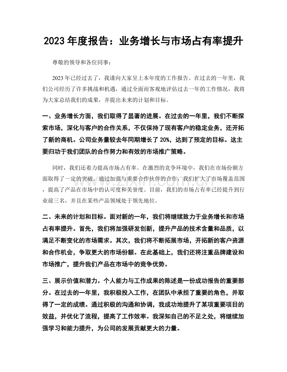 2023年度报告：业务增长与市场占有率提升.docx_第1页