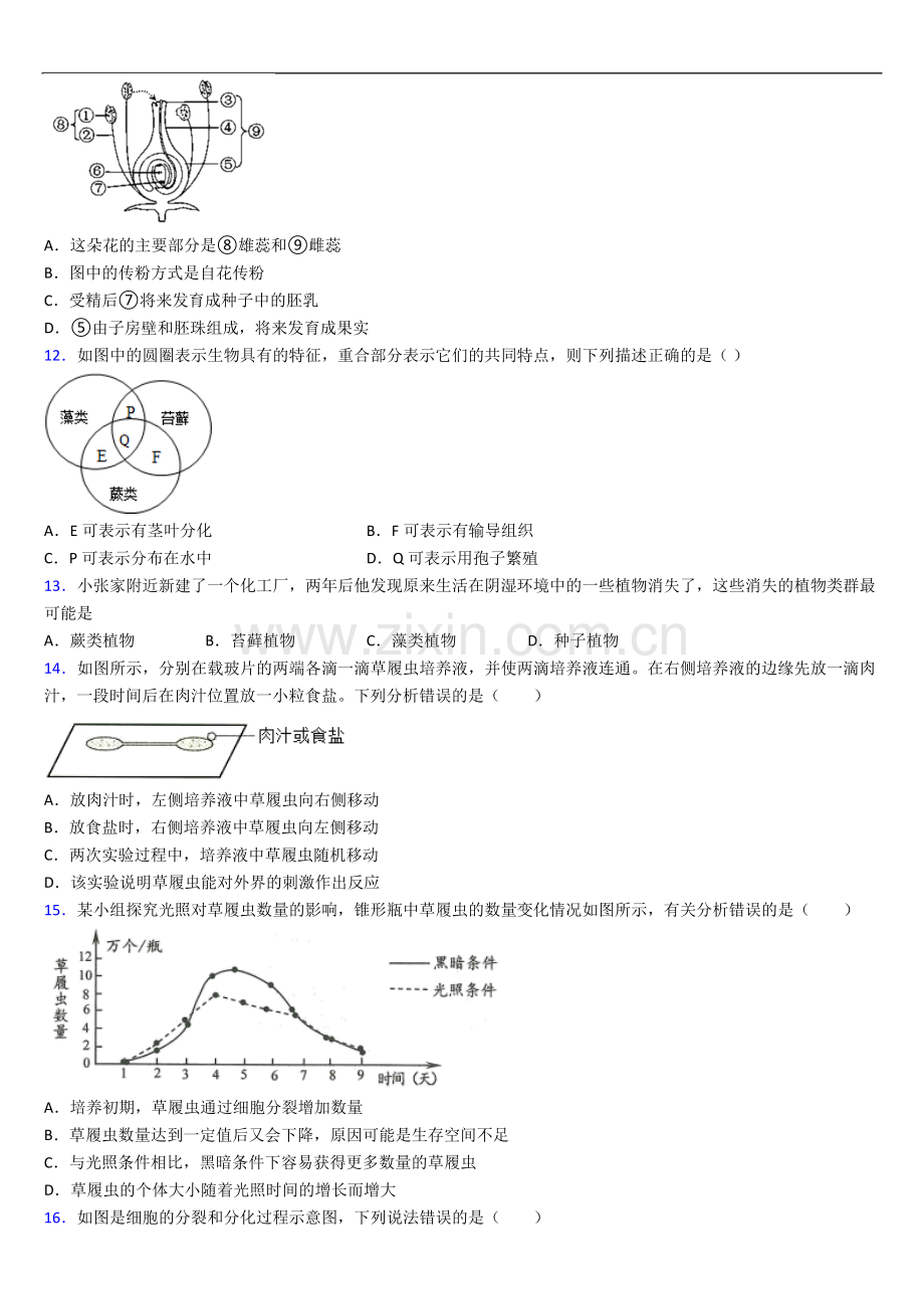 北京市人教版七年级上册期中生物期中试卷及答案.doc_第3页