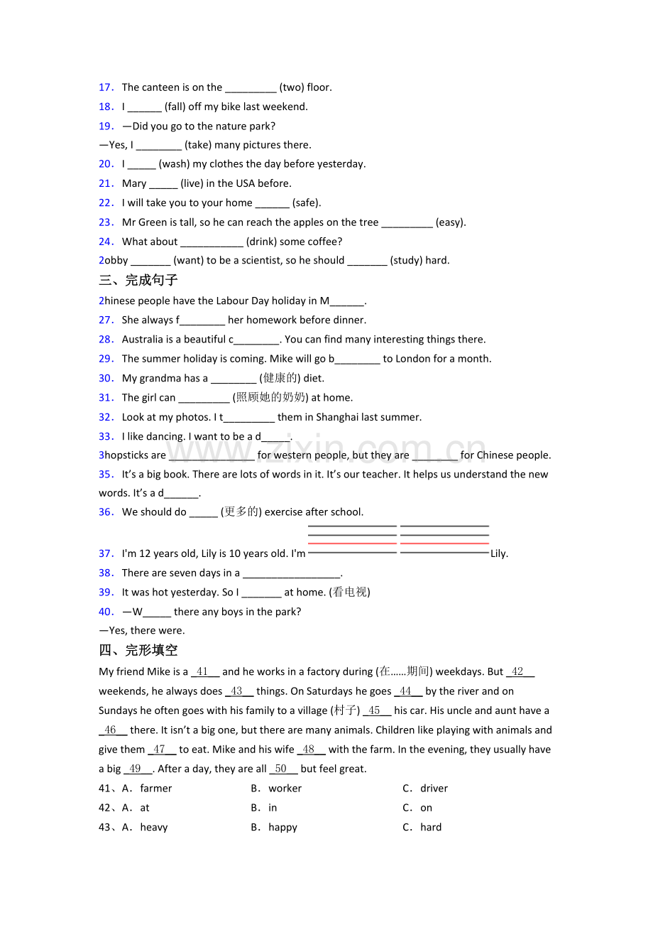 上海陆行中学北校英语新初一分班试卷含答案.doc_第2页