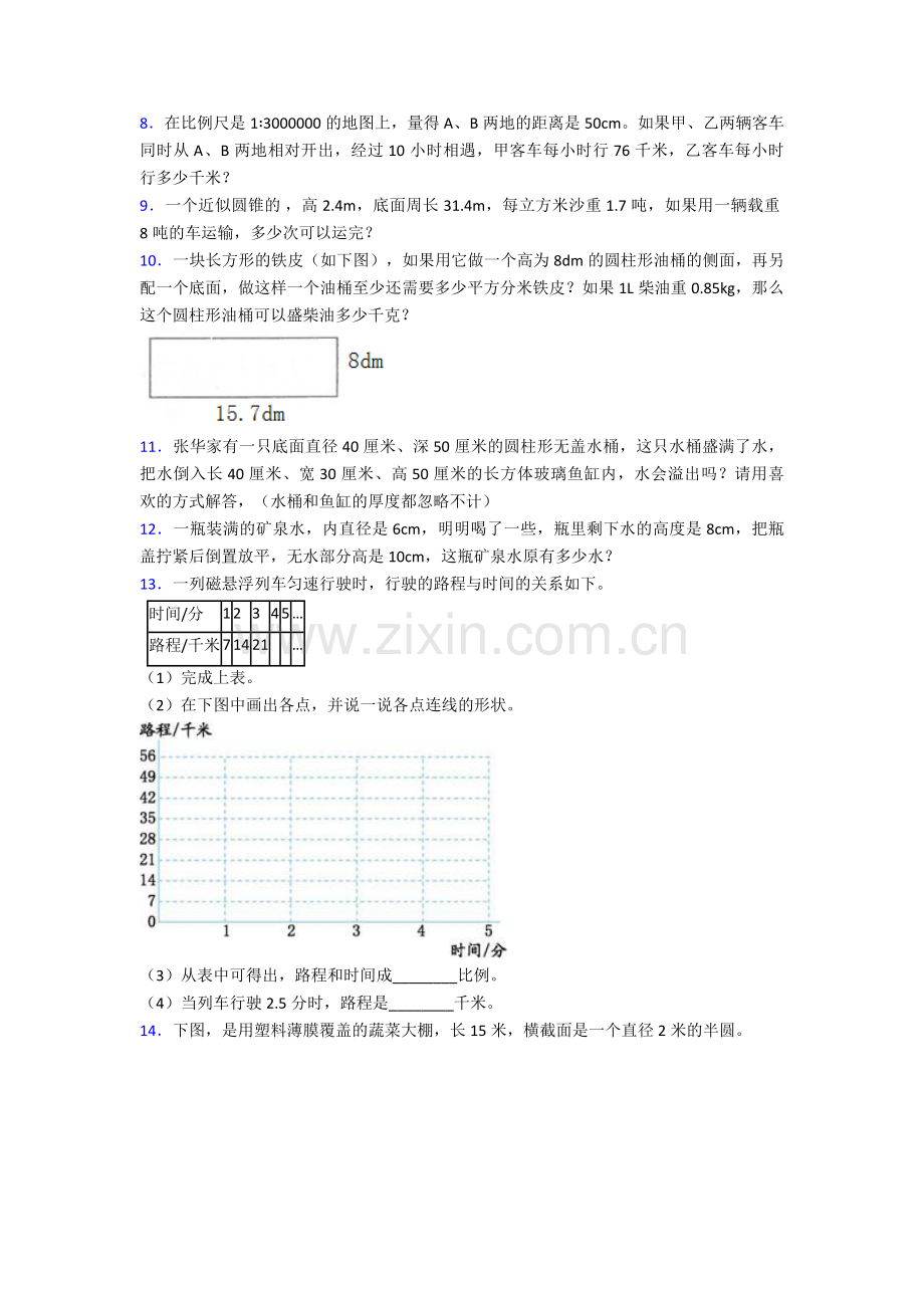 山东省潍坊市健康街小学六年级数学下册期末专项复习解决问题应用题带答案解析.doc_第2页