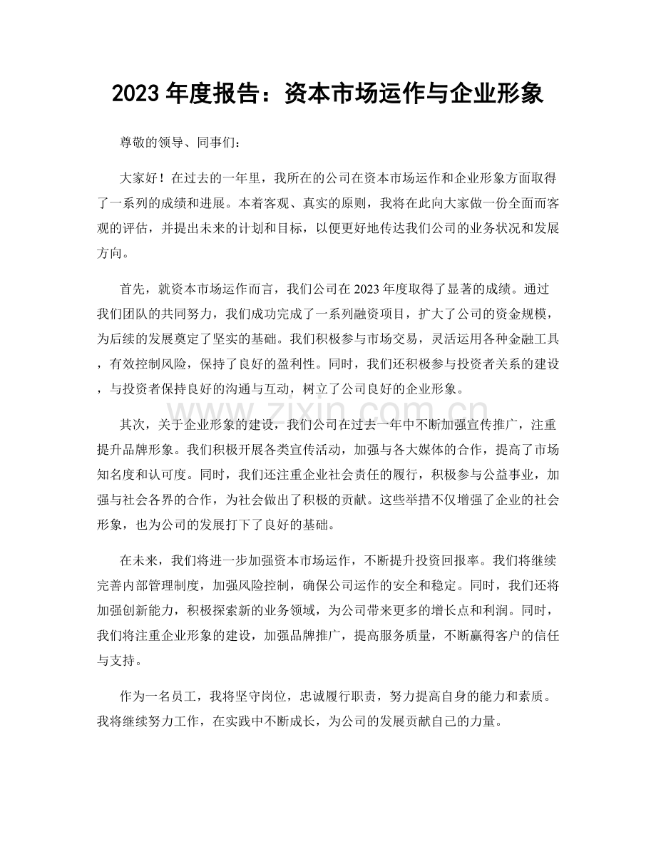 2023年度报告：资本市场运作与企业形象.docx_第1页