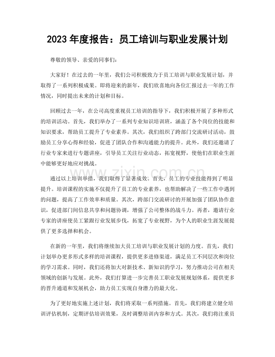 2023年度报告：员工培训与职业发展计划.docx_第1页