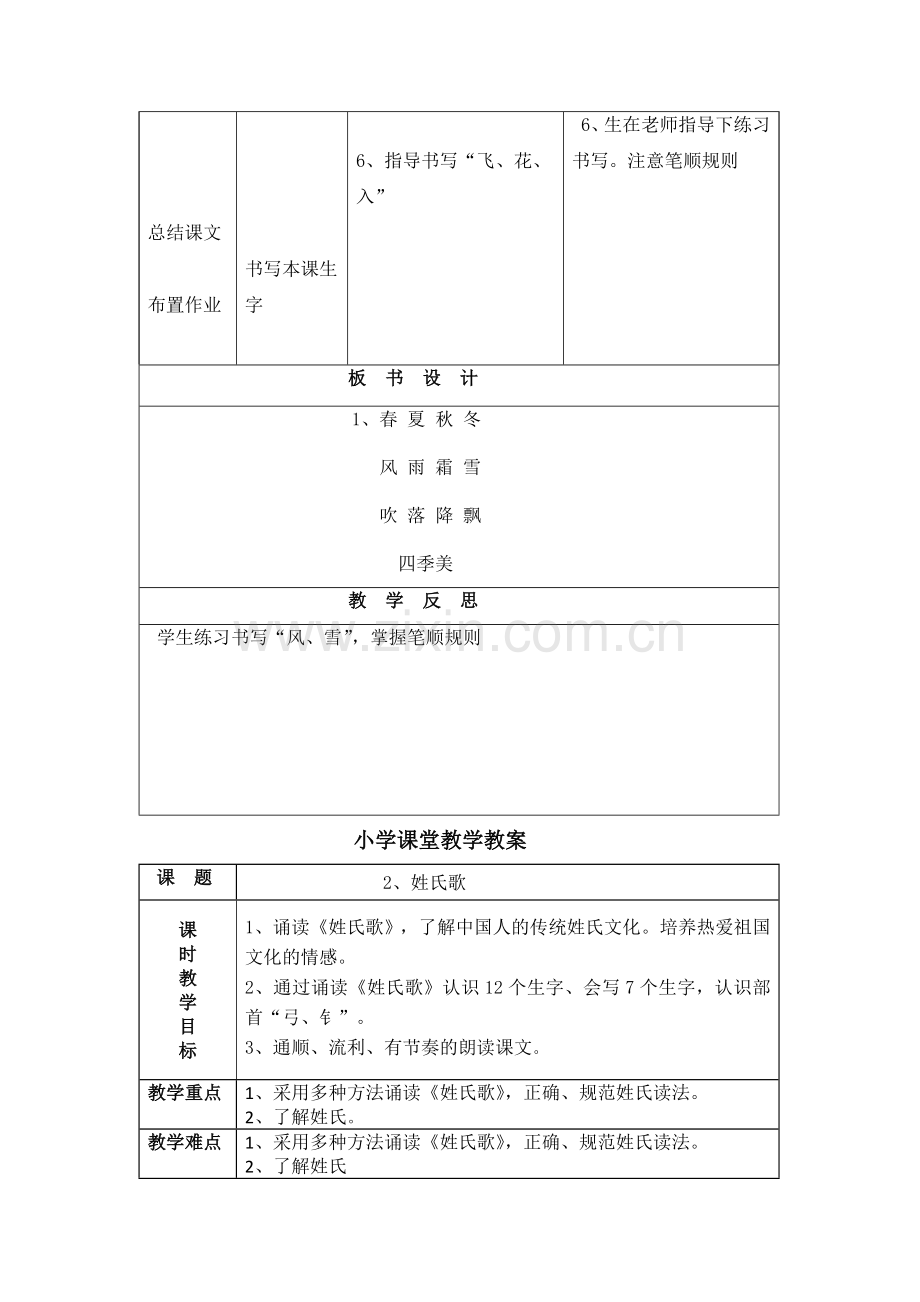 部编版小学语文一年级下册表格全册教案2024.docx_第3页